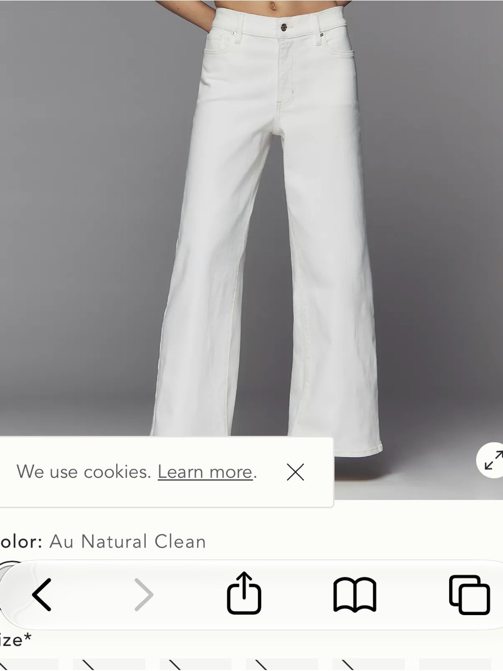 Frame Denim Au Natural Clean White Wide-Leg Jeans 27 Le Pixie Palazzo